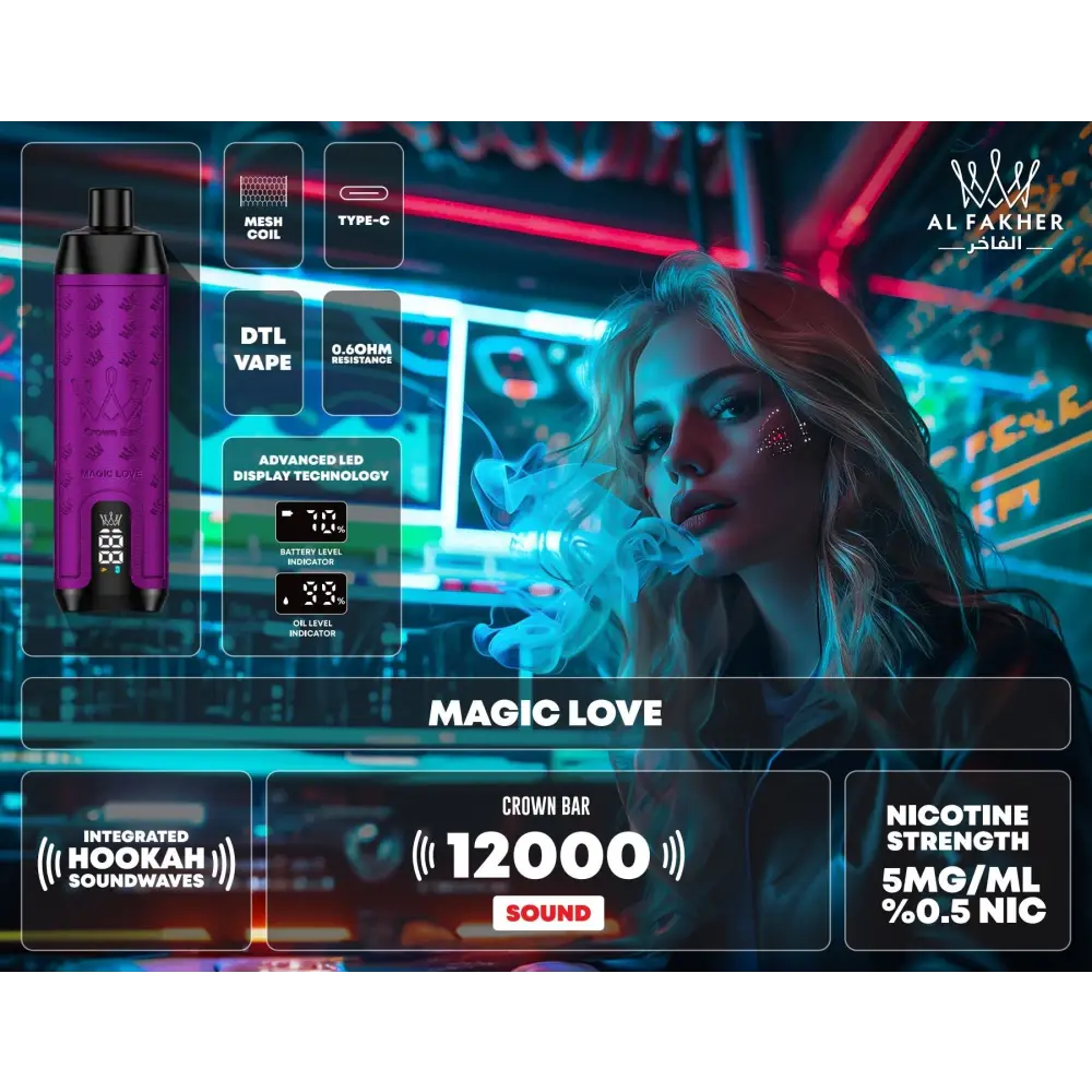 Al Fakher 12000 Puffs Integrated Hookah Sound Wave Disposable Vape - Magic Love - Disposable Vape - Vapes Uae
