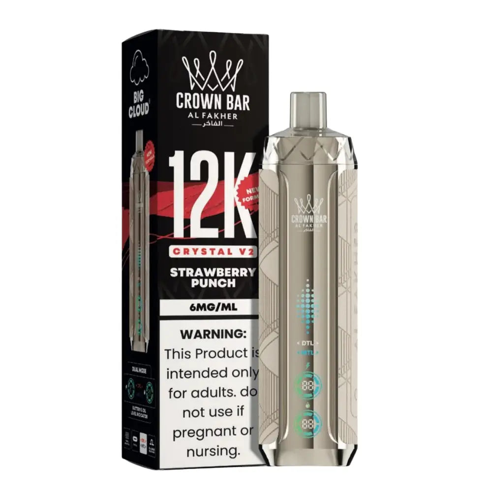 Al Fakher Crown Bar Crystal V2 12000 Puffs Disposable Vape - Strawberry Punch - Disposable Vape - Vapes Uae