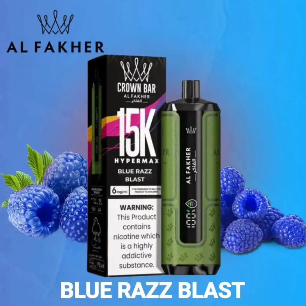 Al Fakher Crown Bar Hypermax 15000 Puffs Disposable Vape - Blue Razz - Disposable Vape - Vapes Uae