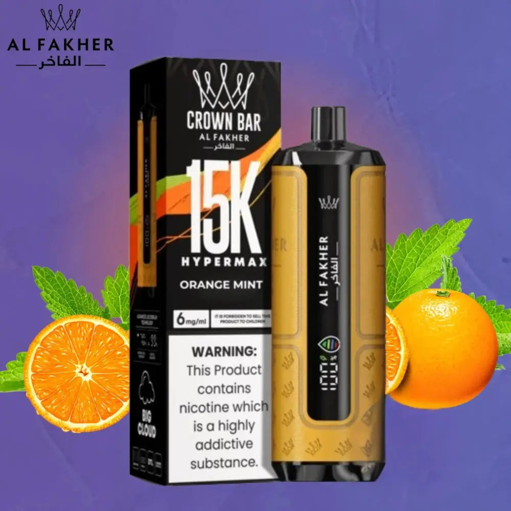 Al Fakher Crown Bar Hypermax 15000 Puffs Disposable Vape - Orange Mint - Disposable Vape - Vapes Uae