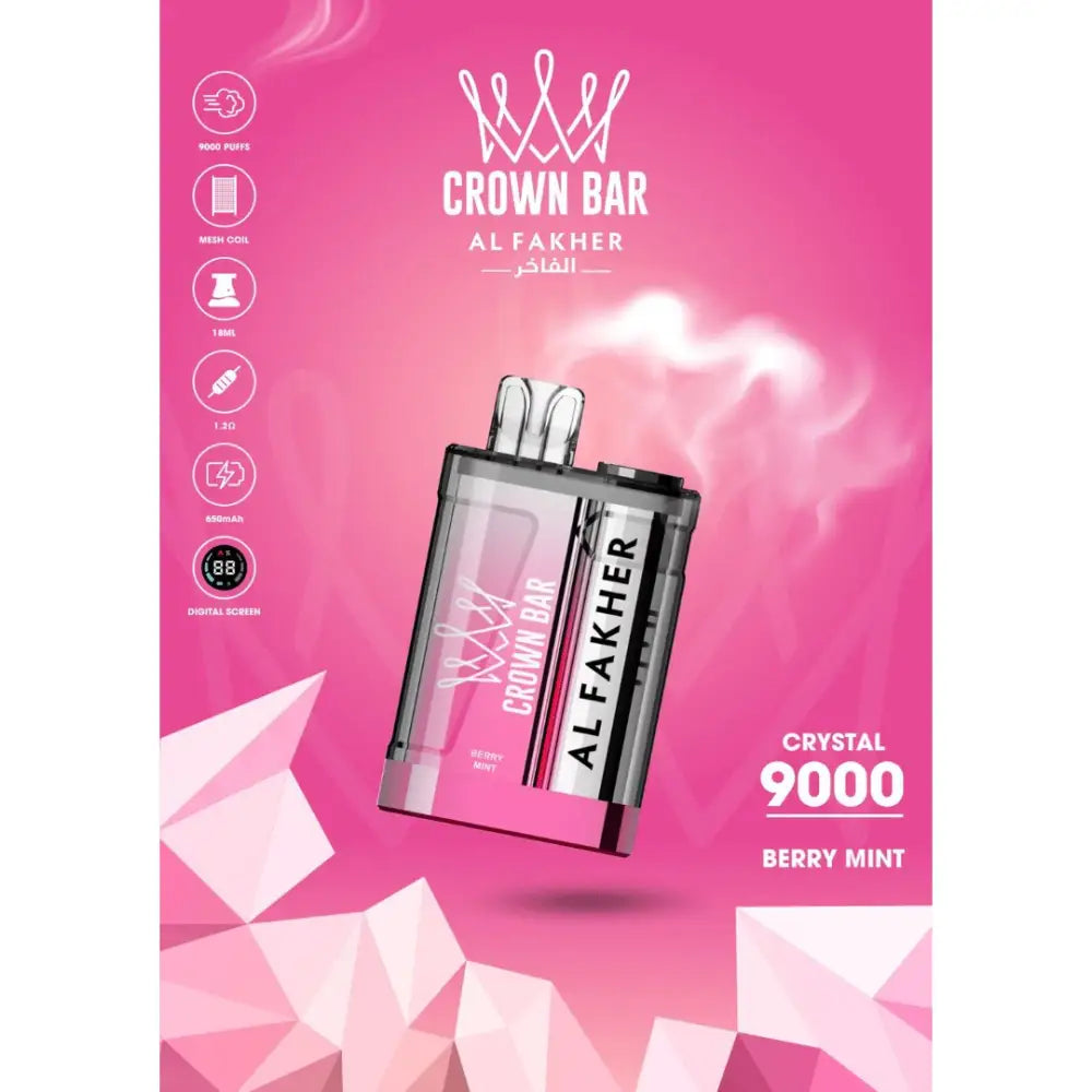 Al Fakher Crystal 9000 Puffs Disposable Vape - Berry Mint - Disposable Vape - Vapes Uae