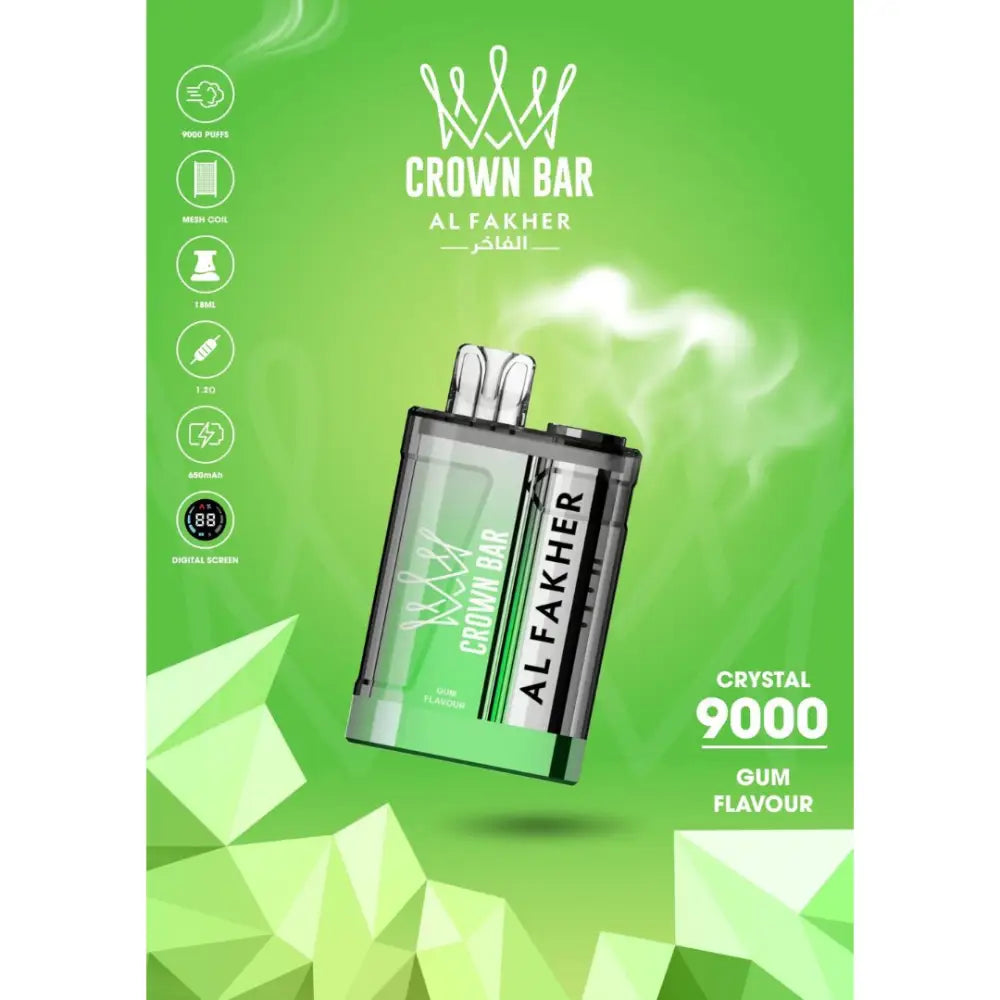 Al Fakher Crystal 9000 Puffs Disposable Vape - Gum Flavor - Disposable Vape - Vapes Uae
