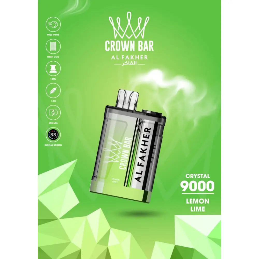 Al Fakher Crystal 9000 Puffs Disposable Vape - Lemon Lime - Disposable Vape - Vapes Uae
