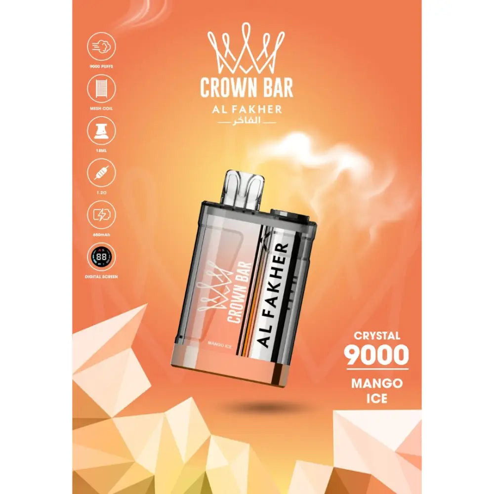 Al Fakher Crystal 9000 Puffs Disposable Vape - Mango Ice - Disposable Vape - Vapes Uae