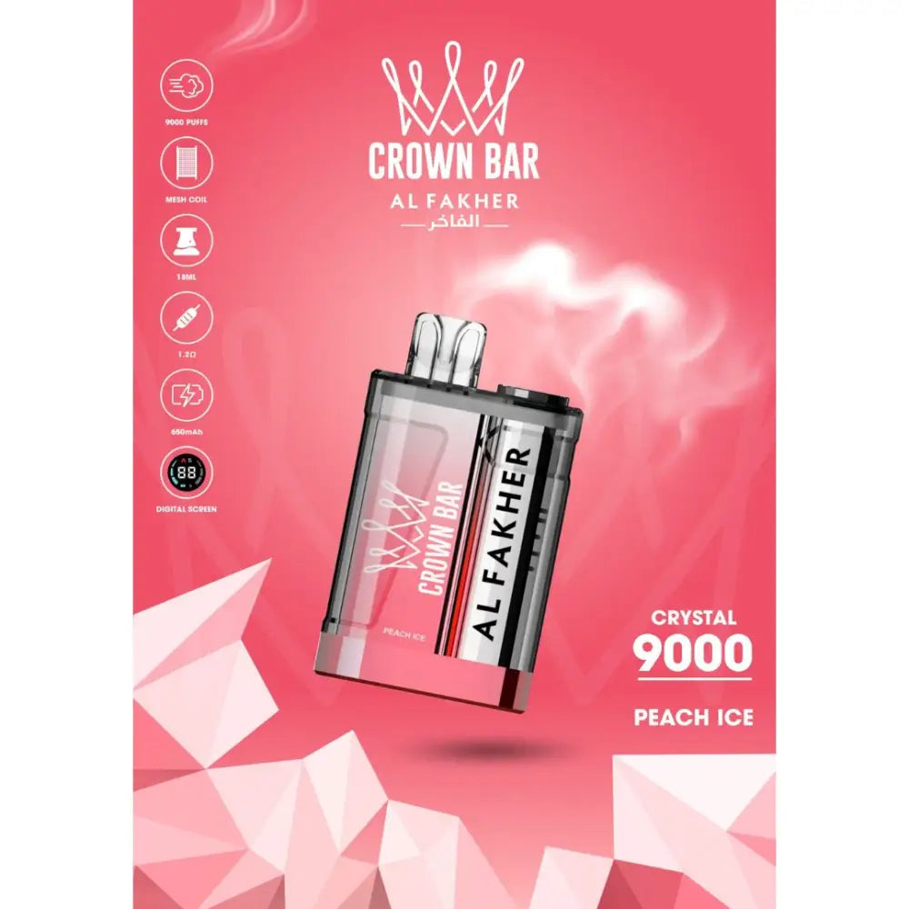 Al Fakher Crystal 9000 Puffs Disposable Vape - Peach Ice - Disposable Vape - Vapes Uae