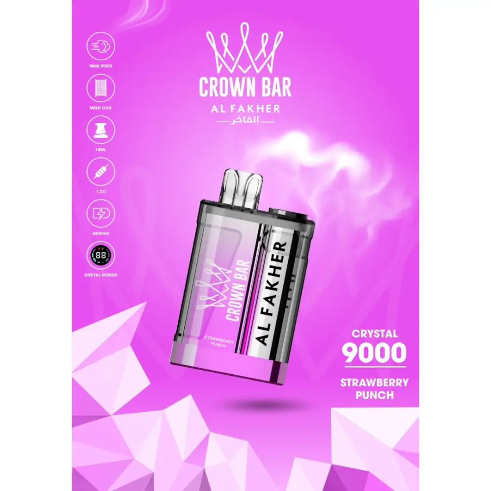 Al Fakher Crystal 9000 Puffs Disposable Vape - Strawberry Punch - Disposable Vape - Vapes Uae