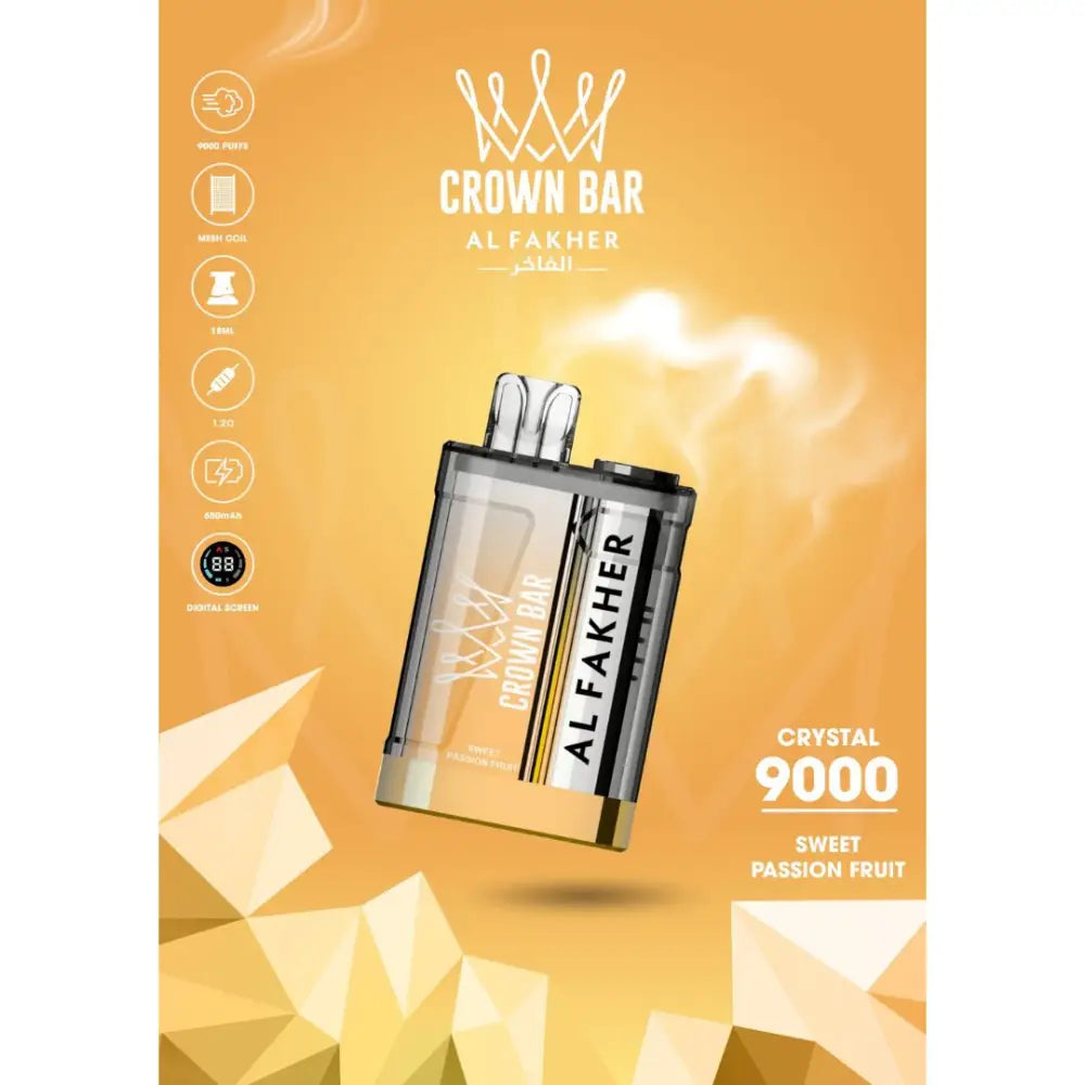 Al Fakher Crystal 9000 Puffs Disposable Vape - Sweet Passionfruit - Disposable Vape - Vapes Uae