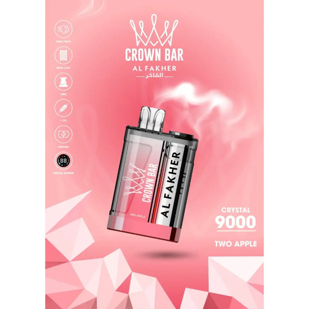 Al Fakher Crystal 9000 Puffs Disposable Vape - Two Apple - Disposable Vape - Vapes Uae