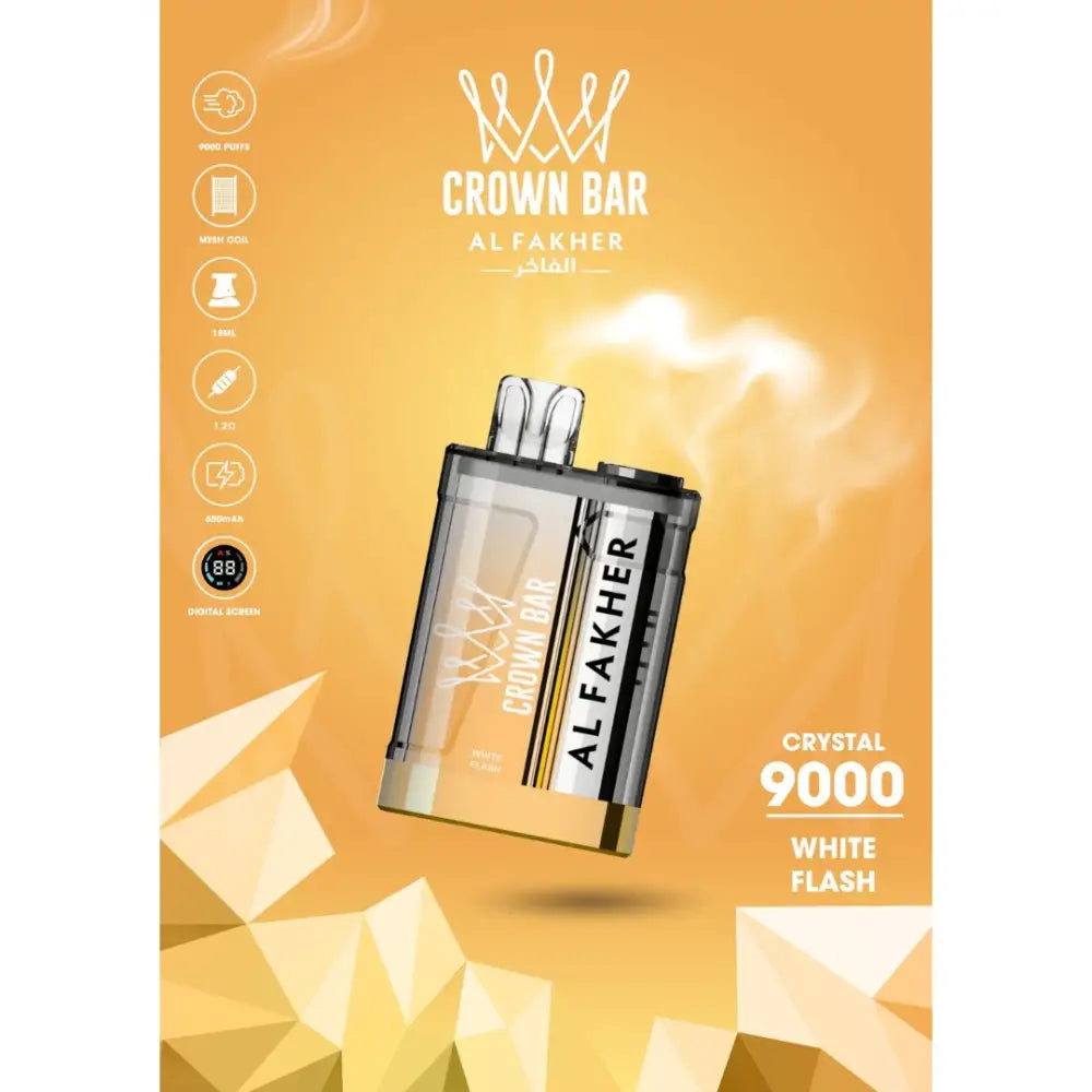 Al Fakher Crystal 9000 Puffs Disposable Vape - White Flash - Disposable Vape - Vapes Uae