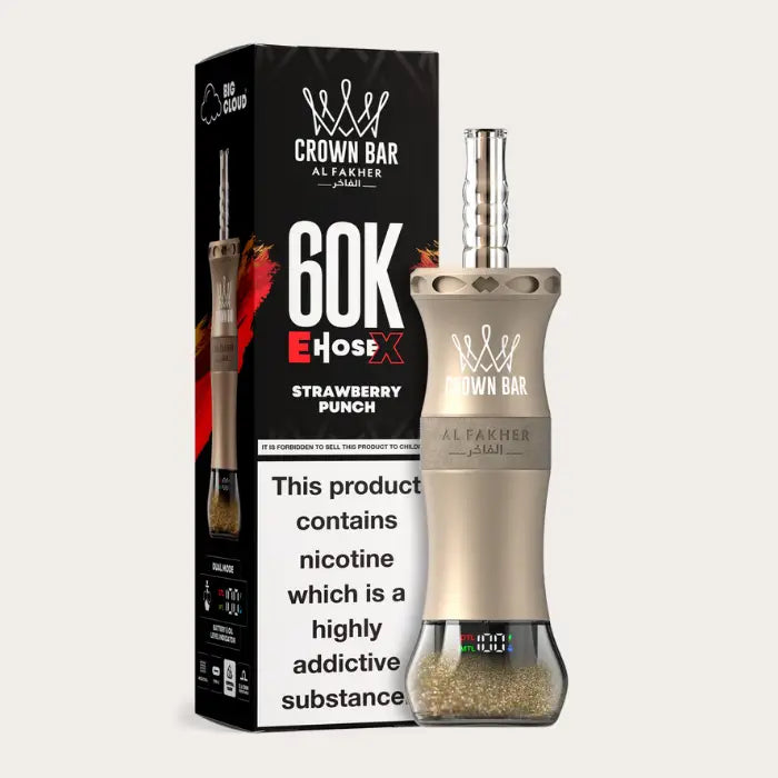 Al Fakher E-hose x Crown Bar 60000 Puffs Disposable Vape - Strawberry Punch - Disposable Vape - Vapes Uae