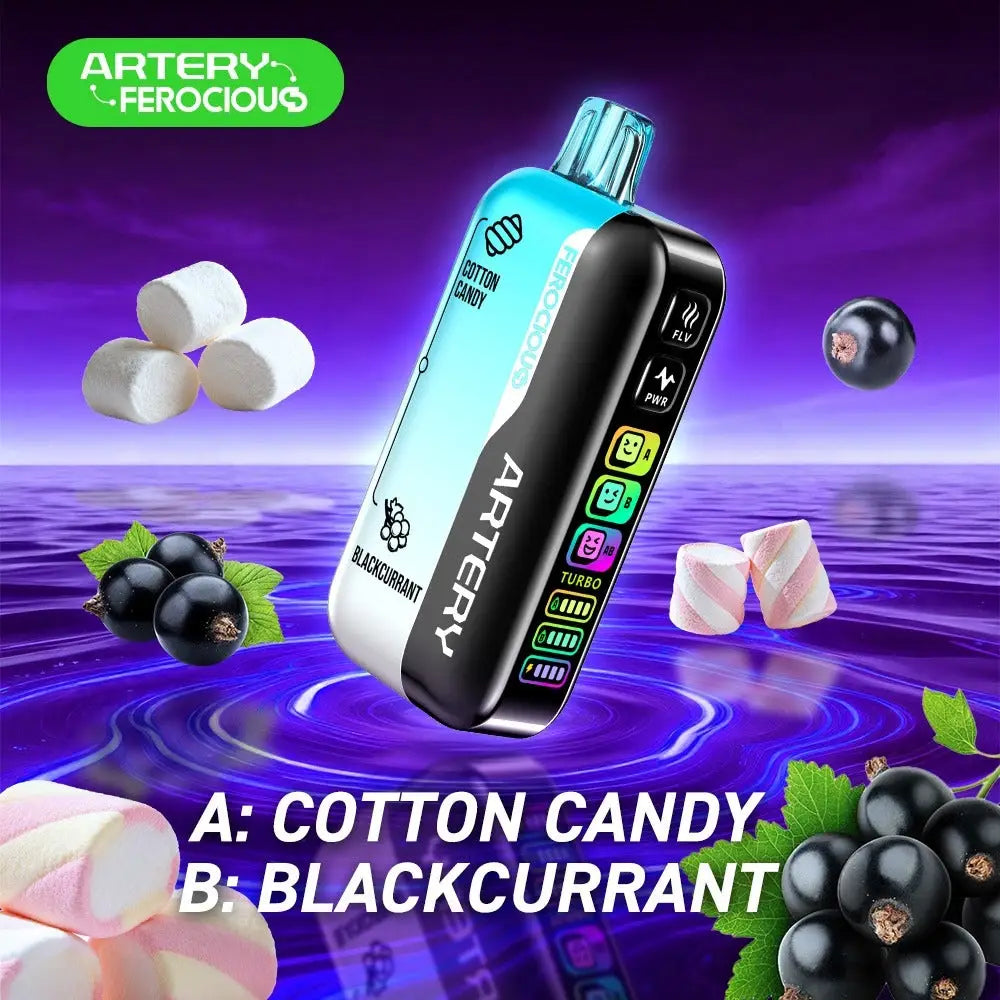 Artery Ferocious Cl6 60000 Puffs Disposable Vape - Cotton Candy / Blackcurrant - Disposable Vape - Vapes Uae