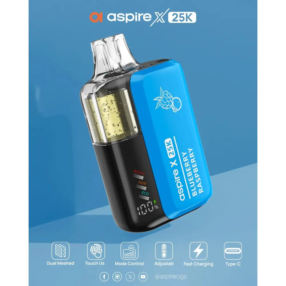 Aspire x 25000 Puffs Disposable Vape - Blueberry Raspberry - Disposable Vape - Vapes Uae