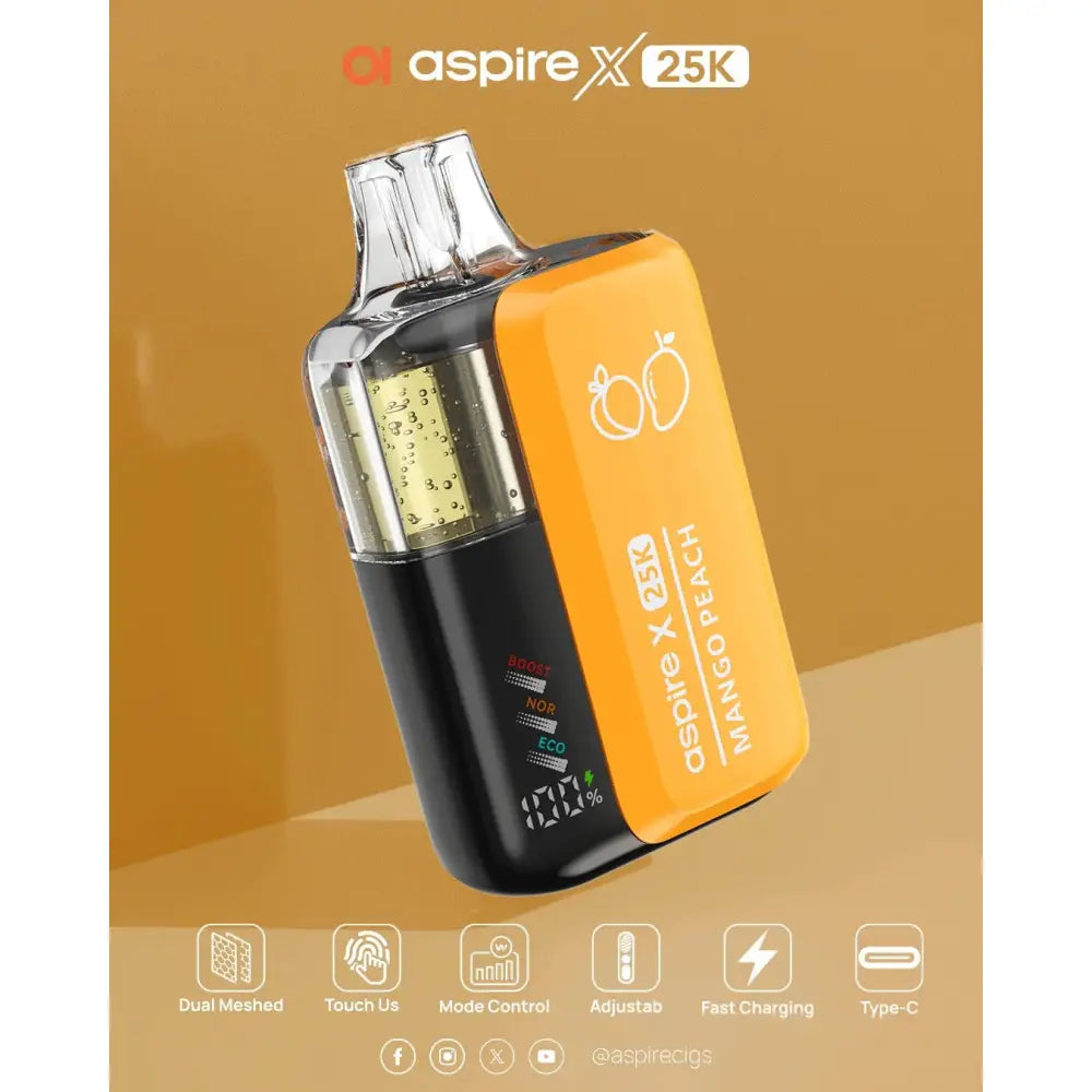 Aspire x 25000 Puffs Disposable Vape - Mango Peach - Disposable Vape - Vapes Uae