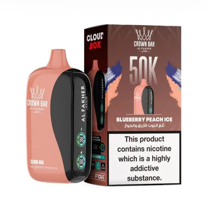 Crown Bar Al Fakher Cloud Box 50000 Puffs Disposable Vape - Blueberry Peach Ice - Disposable Vape - Vapes Uae
