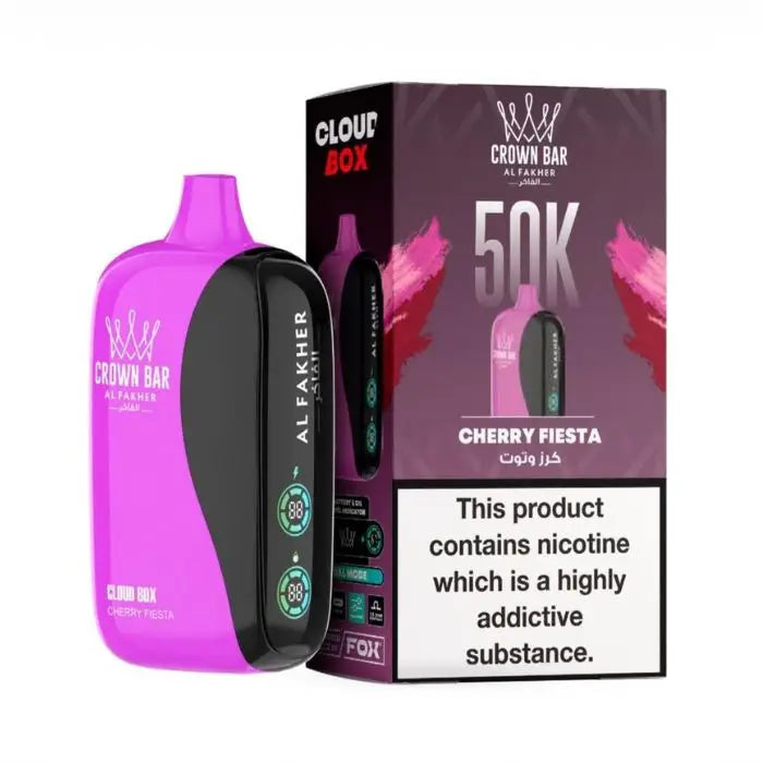 Crown Bar Al Fakher Cloud Box 50000 Puffs Disposable Vape - Cherry Fiesta - Disposable Vape - Vapes Uae