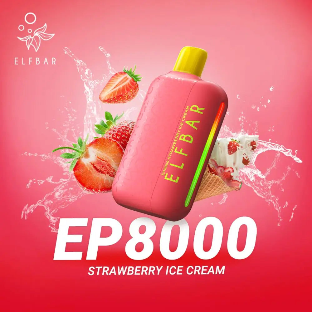 Elfbar Ep8000 Puffs Disposable Vape - Strawberry Ice Cream - Disposable Vape - Vapes Uae