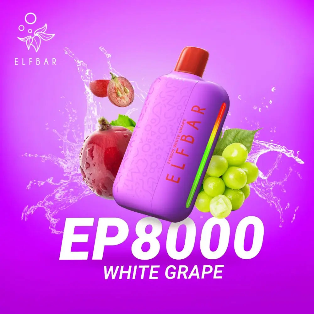 Elfbar Ep8000 Puffs Disposable Vape - White Grape - Disposable Vape - Vapes Uae