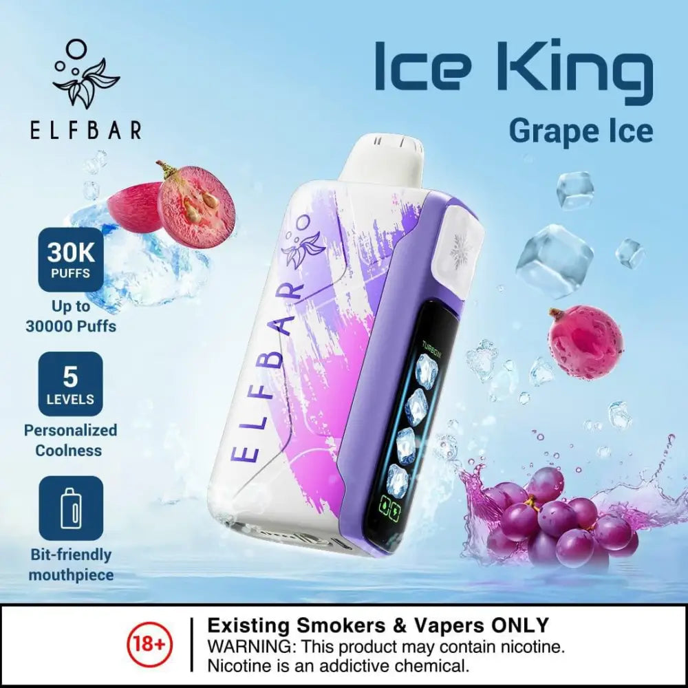 Elfbar Ice King 30000 Puffs Disposable Vape - Grape Ice - Disposable Vape - Vapes Uae