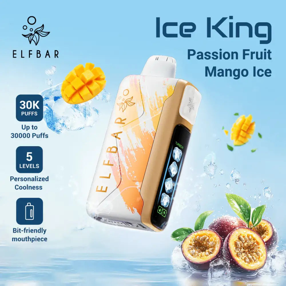 Elfbar Ice King 30000 Puffs Disposable Vape - Passion Fruit Mango Ice - Disposable Vape - Vapes Uae