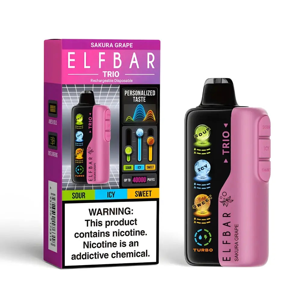 Elfbar Trio 40000 Puffs Disposable Vape - Sakura Grape - Disposable Vape - Vapes Uae