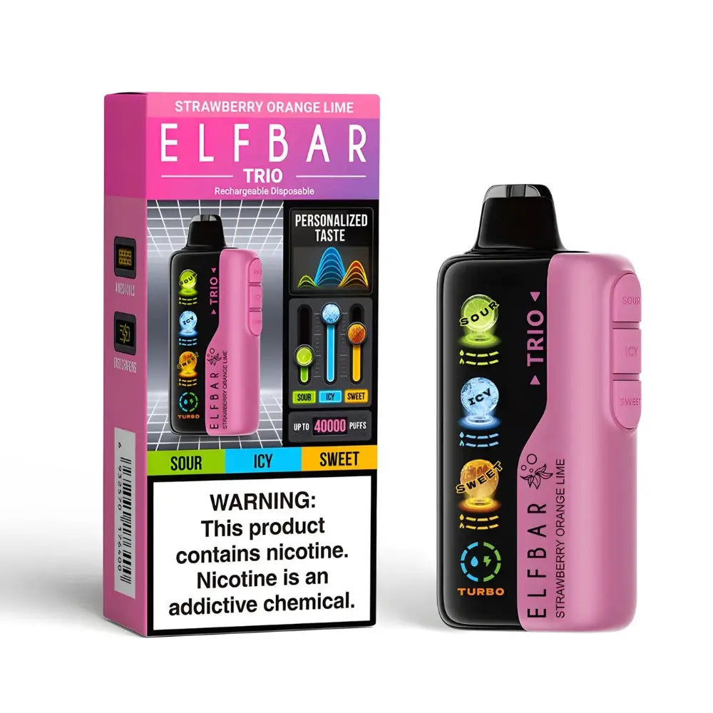 Elfbar Trio 40000 Puffs Disposable Vape - Strawberry Orange Lime - Disposable Vape - Vapes Uae