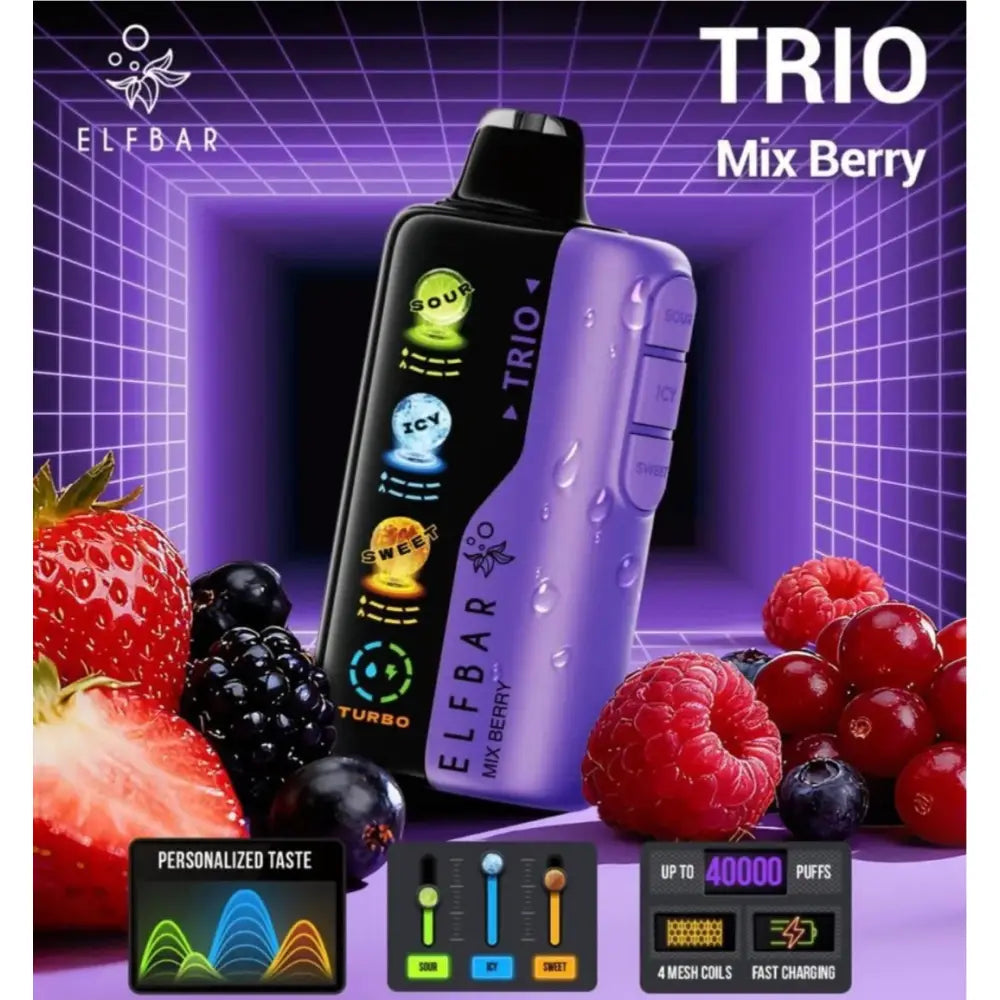 Elfbar Trio 40000 Puffs Disposable Vape - Mix Berry - Disposable Vape - Vapes Uae