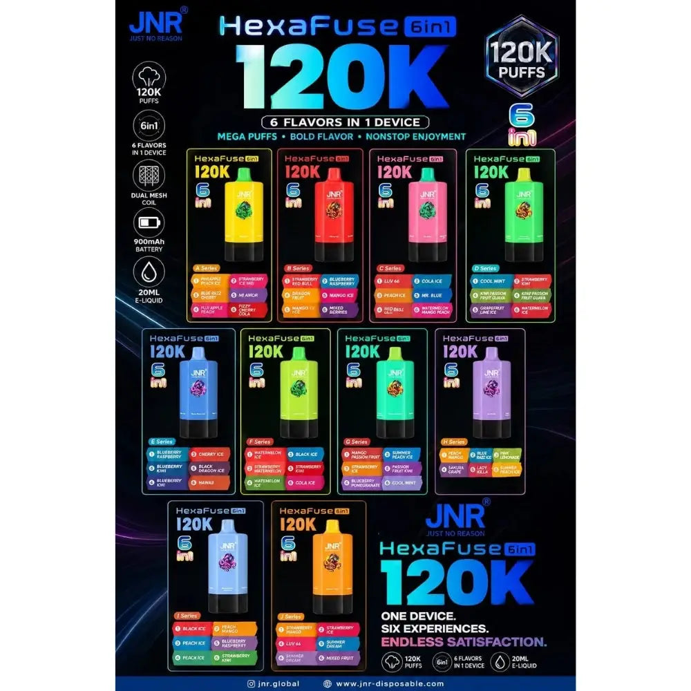 Jnr Hexafuse 6 in 1 120000 Puffs Disposable Vape - Disposable Vape - Vapes Uae