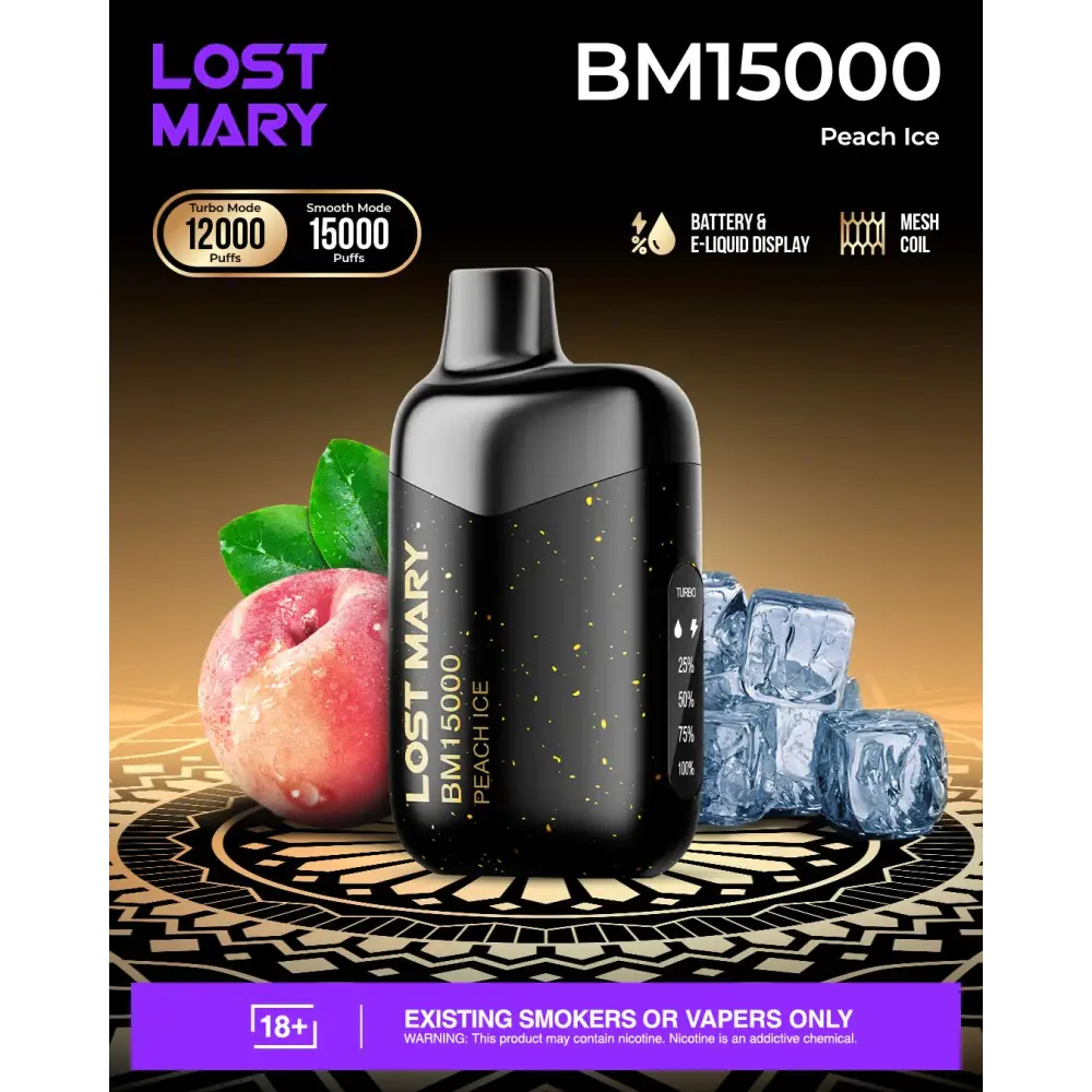 Lost Mary Bm15000 Puffs Disposable Vape - Peach Ice - Disposable Vape - Vapes Uae