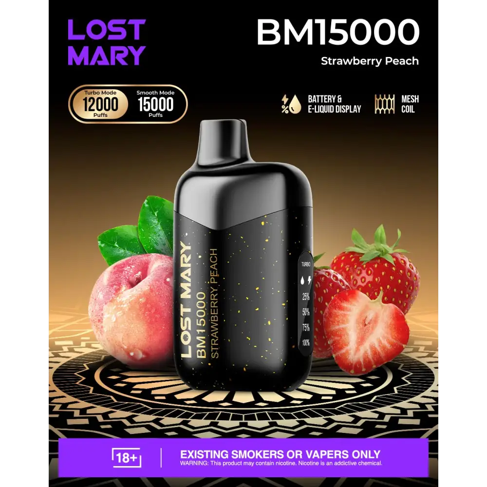 Lost Mary Bm15000 Puffs Disposable Vape - Strawberry Peach - Disposable Vape - Vapes Uae