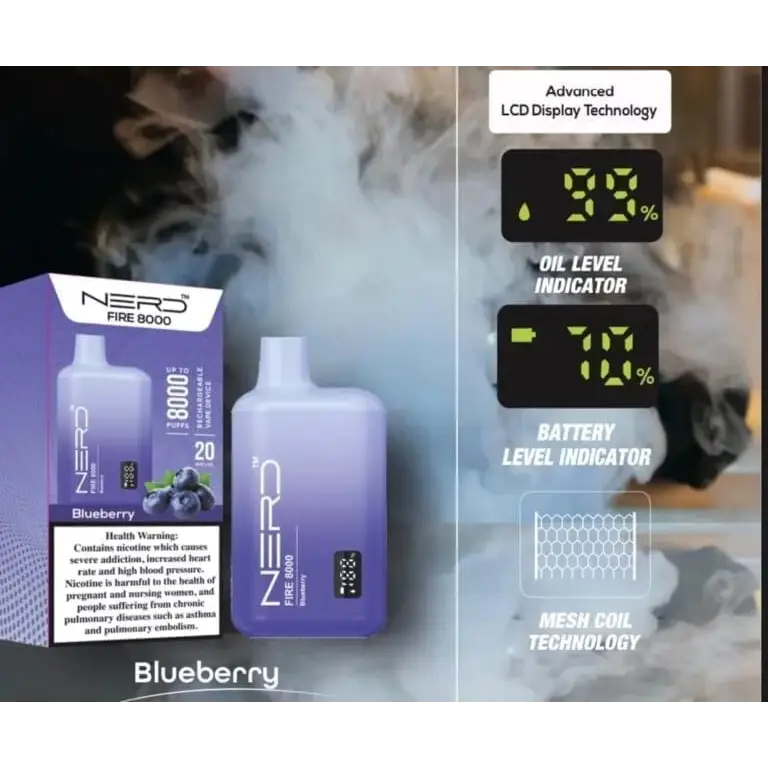 Nerd Fire 8000 Puffs Disposable Vape - Blueberry / 20mg (2% ) - Disposable Vape - Vapes Uae