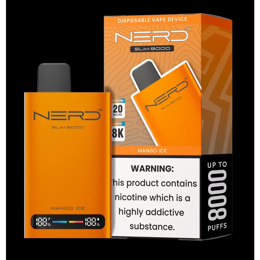 Nerd Slim 8000 Puffs Disposable Vape - Mango Ice - Disposable Vape - Vapes Uae