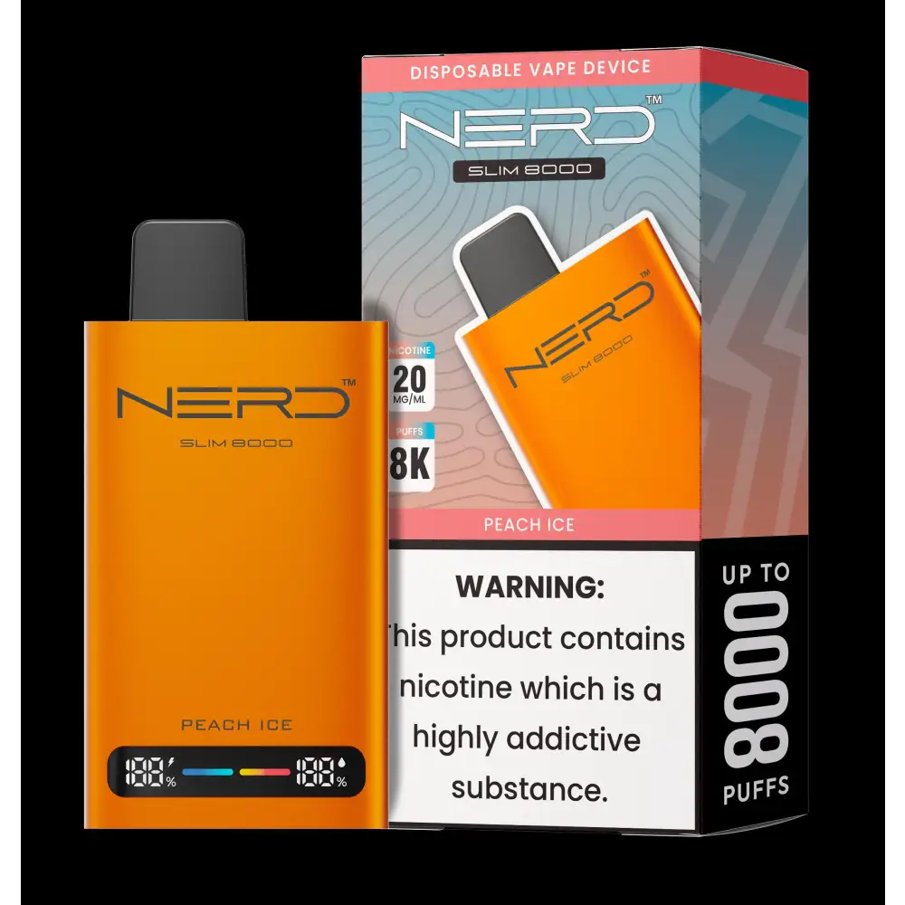 Nerd Slim 8000 Puffs Disposable Vape - Peach Ice - Disposable Vape - Vapes Uae