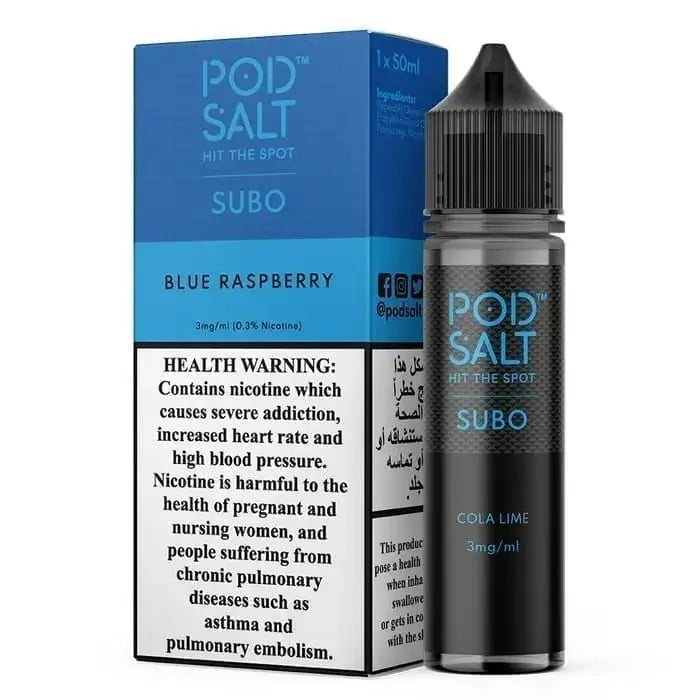 Pod Salt Subo 3mg/ml-50ml Vape Juice - Blue Raspberry - E-liquid - Vapes Uae