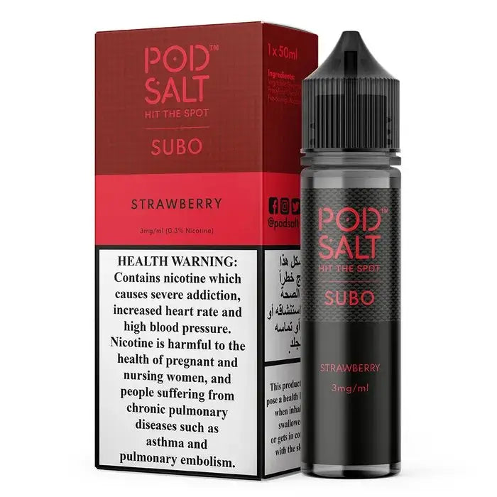 Pod Salt Subo 3mg/ml-50ml Vape Juice - Strawberry - E-liquid - Vapes Uae