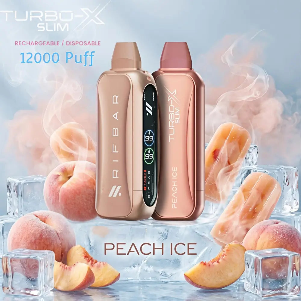 Rifbar Turbo x Slim 12000 Puffs Disposable Vape - Peach Ice - Disposable Vape - Vapes Uae