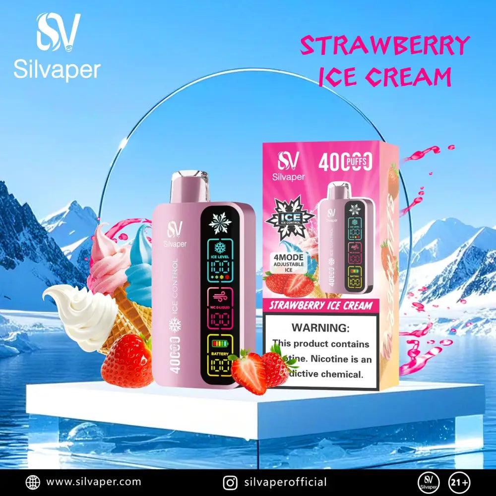 Silvaper 40000 Puffs Disposable Vape - Strawberry Ice Cream - Disposable Vape - Vapes Uae
