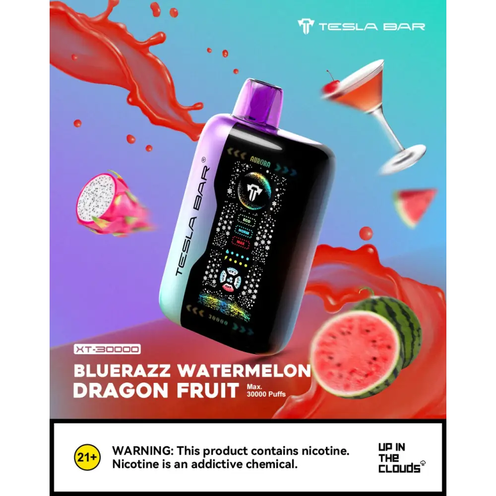Tesla Bar Xt 30000 Puffs Disposable Vape - Blue Razz Watermelon Dragon Fruit - Disposable Vape - Vapes Uae