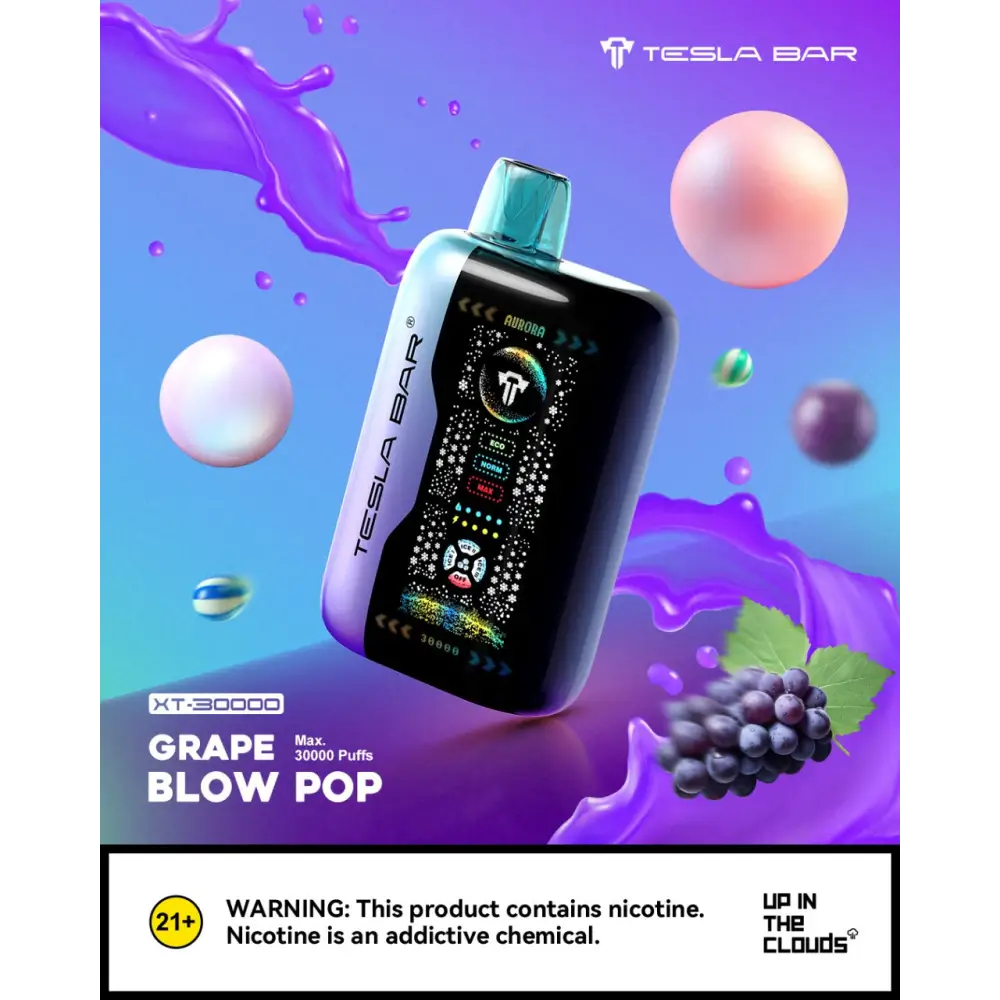 Tesla Bar Xt 30000 Puffs Disposable Vape - Grape Slow Pop - Disposable Vape - Vapes Uae
