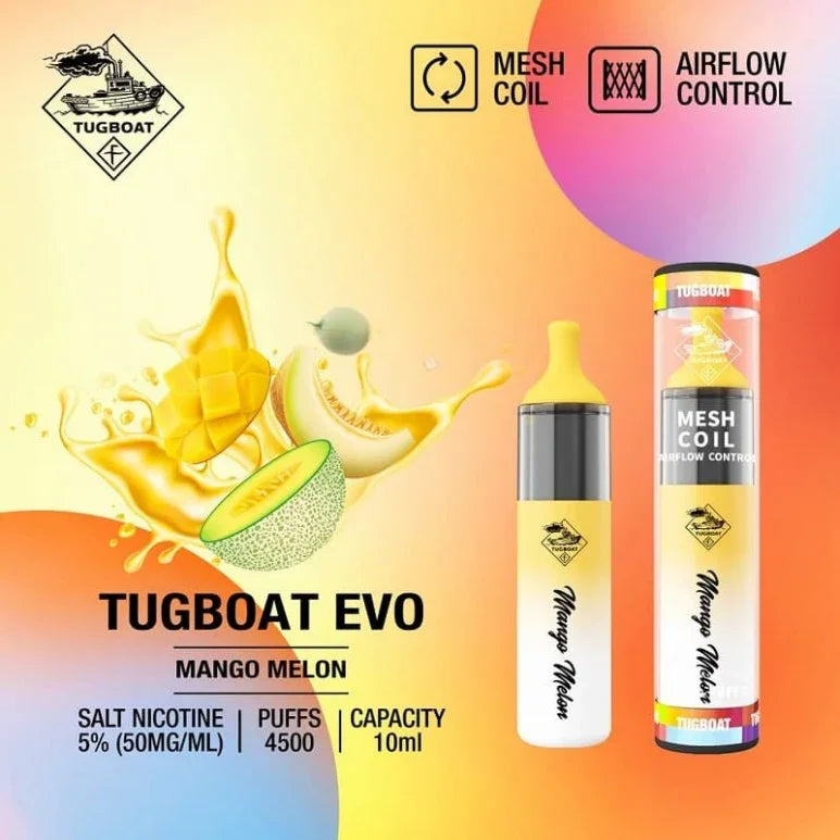 Tugboat Evo 4500 Puffs Disposable Vape - Mango Melon / 50mg (5% ) - Disposable Vape - Vapes Uae