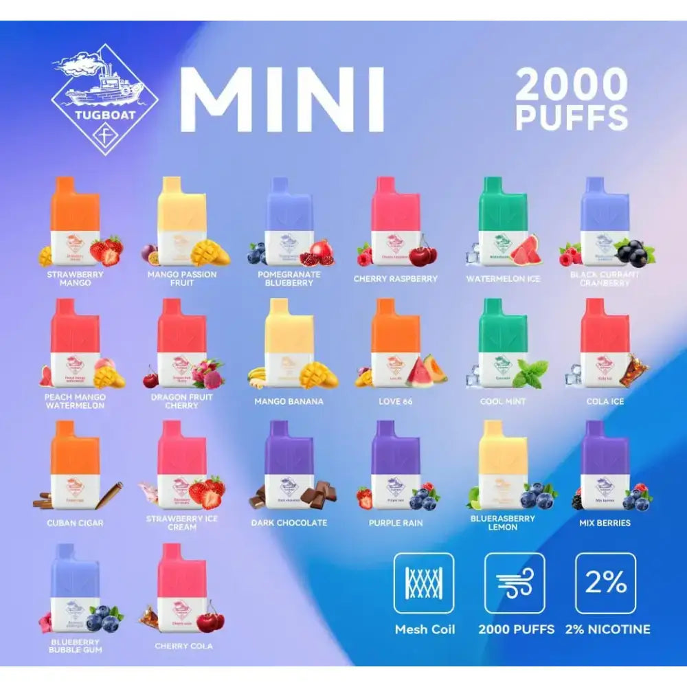 Tugboat Mini 2000 Puffs Disposable Vape - Strawberry Mango - Disposable Vape - Vapes Uae