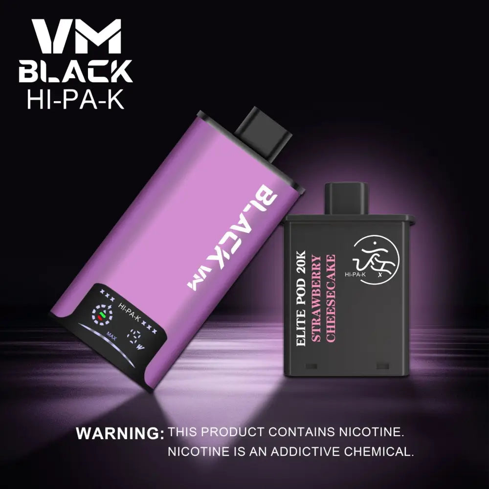 Vm Black Hi-pa-k 20000 Puffs Pod Vape Kit - Strawberry Cheesecake / Black - Vape Device - Vapes Uae