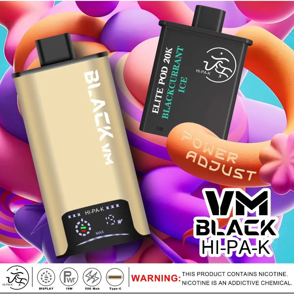 Vm Black Hi-pa-k 20000 Puffs Pod Vape Kit - Blackcurrant Ice / Gold - Vape Device - Vapes Uae