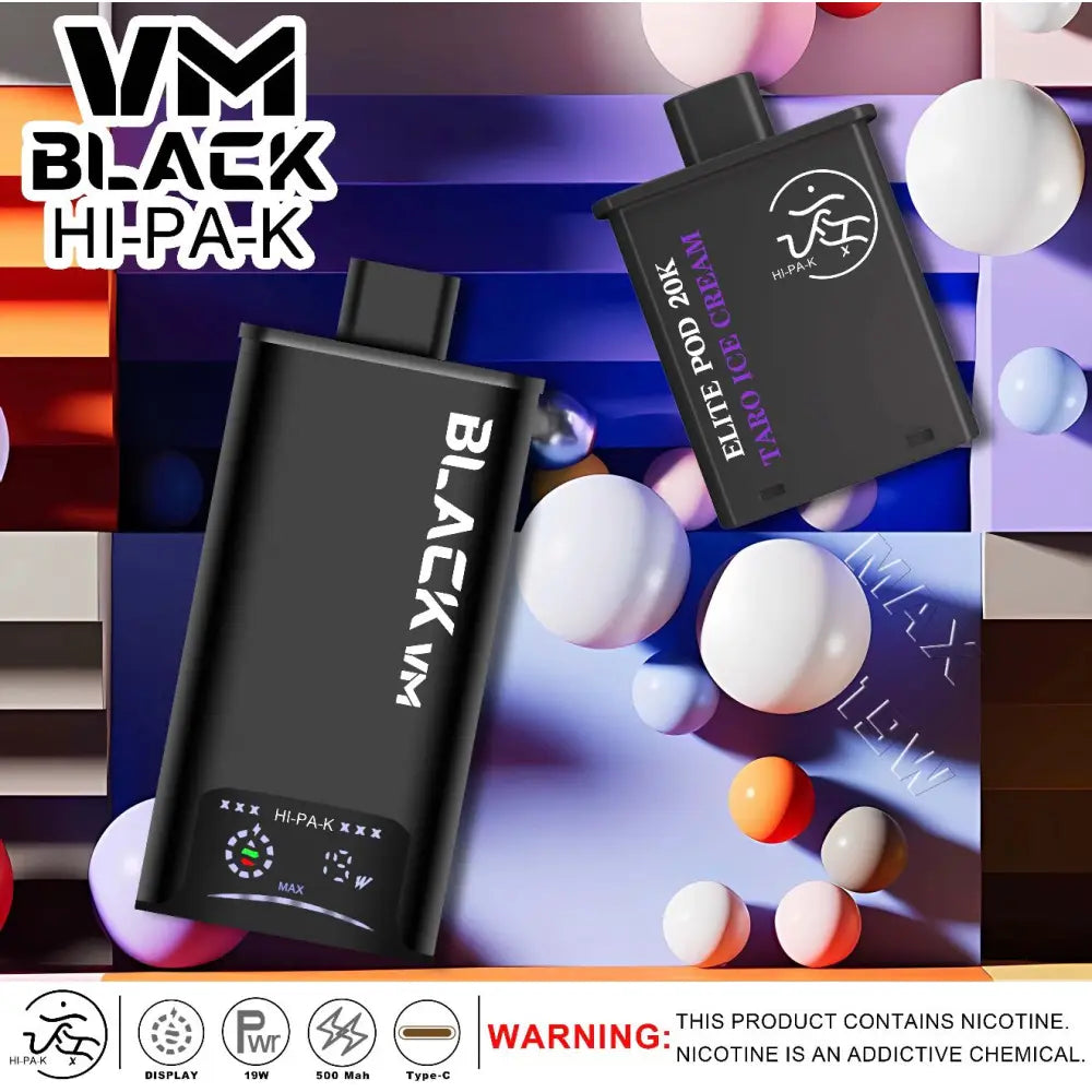 Vm Black Hi-pa-k 20000 Puffs Pod Vape Kit - Taro Ice Cream / Black - Vape Device - Vapes Uae