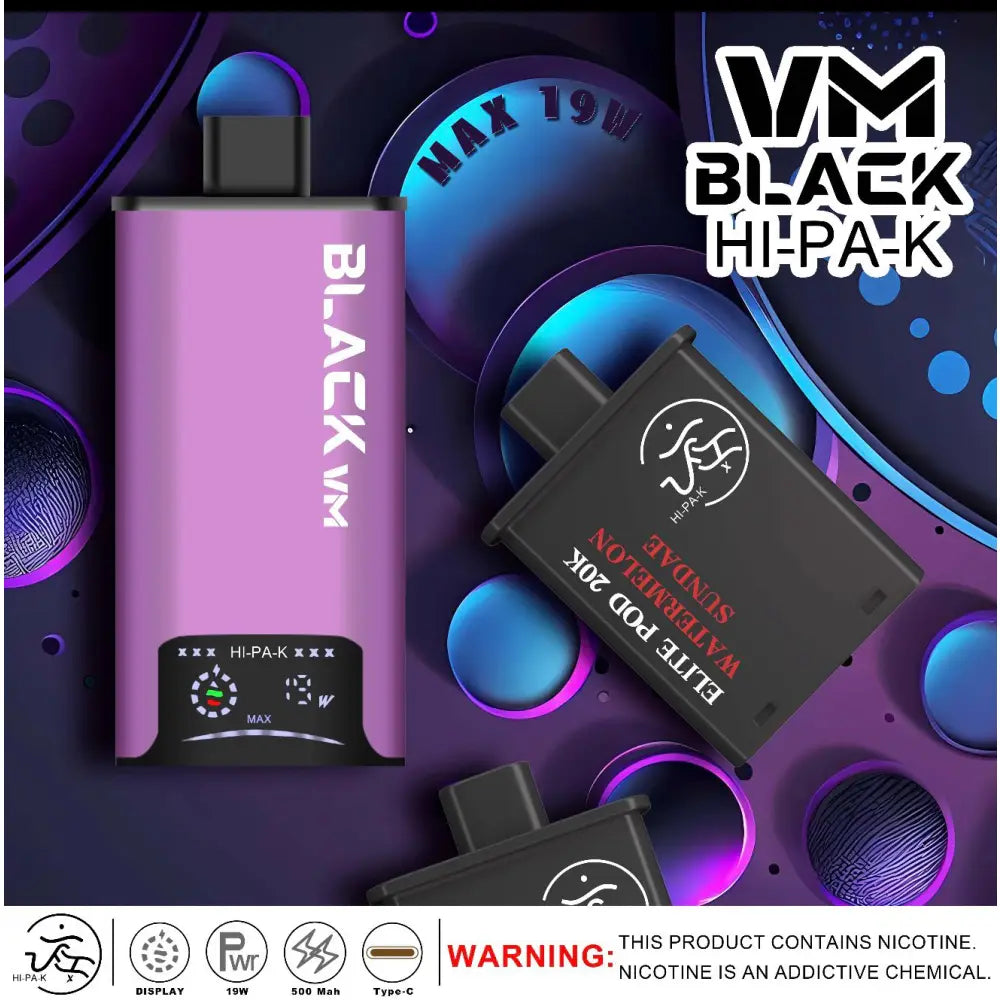 Vm Black Hi-pa-k 20000 Puffs Pod Vape Kit - Watermelon Sundae / Black - Vape Device - Vapes Uae