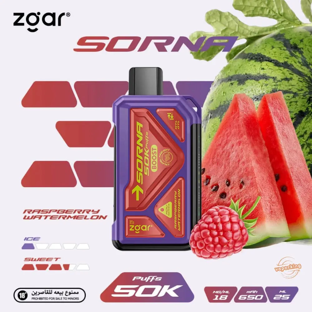 Zgar Sorna 50000 Puffs Disposable Vape - Raspberry Watermelon - Disposable Vape - Vapes Uae