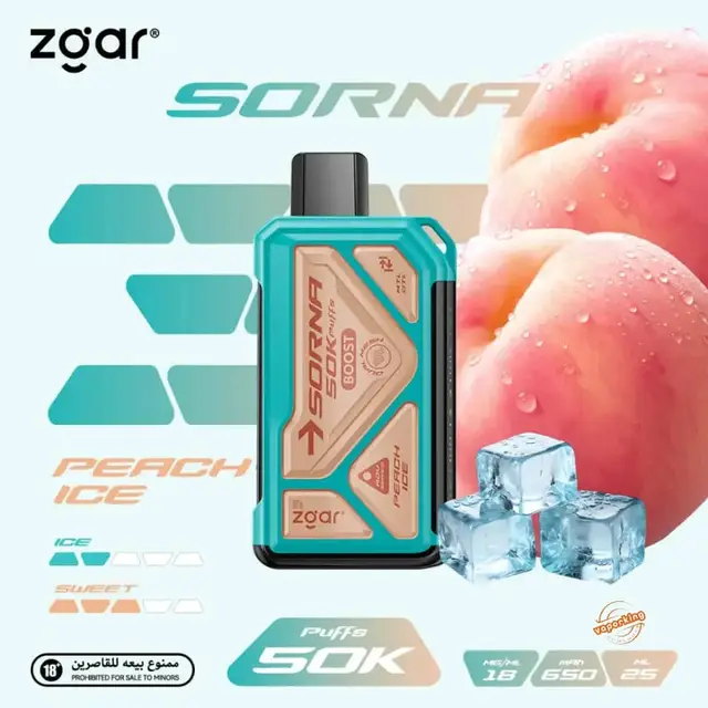 ZGAR SORNA 50000 PUFFS DISPOSABLE VAPE (Peach Ice)