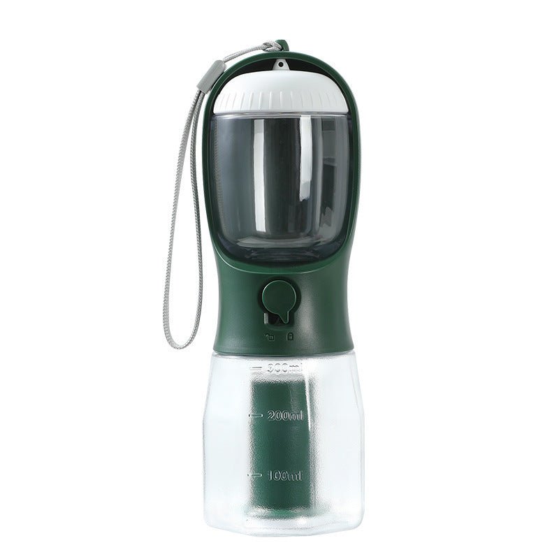 3-in-1 portable multi-functional pet water cup - 300ml garbage bag / dark green - pet goods