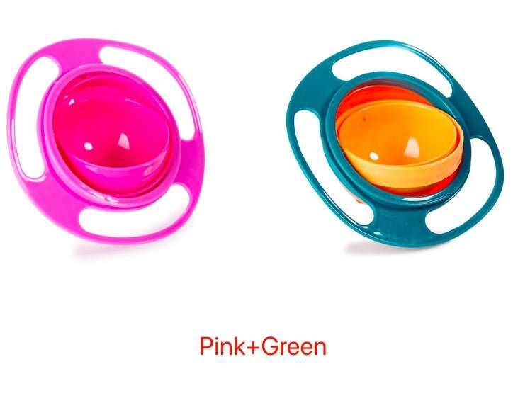 360 degree rotating spill-proof baby bowls - green pink / 2pc - baby toys & activity equipment