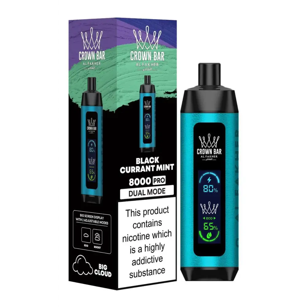 Al Fakher 8000 Puffs Crown Bar Big Cloud - Black Currant Mint - Disposable Vape - Vapes Uae