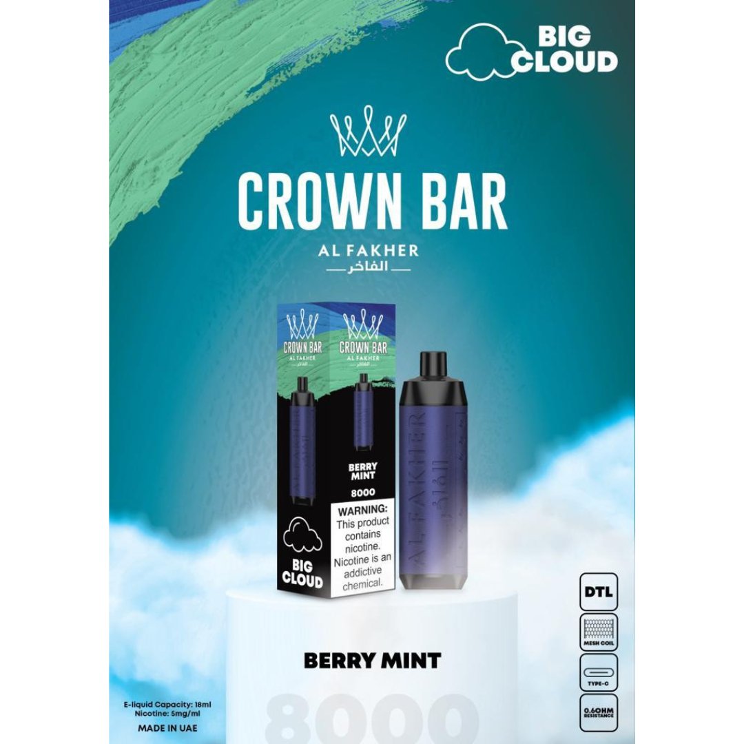 Al fakher 8000 puffs crown bar big cloud - disposable vape - vapes uae